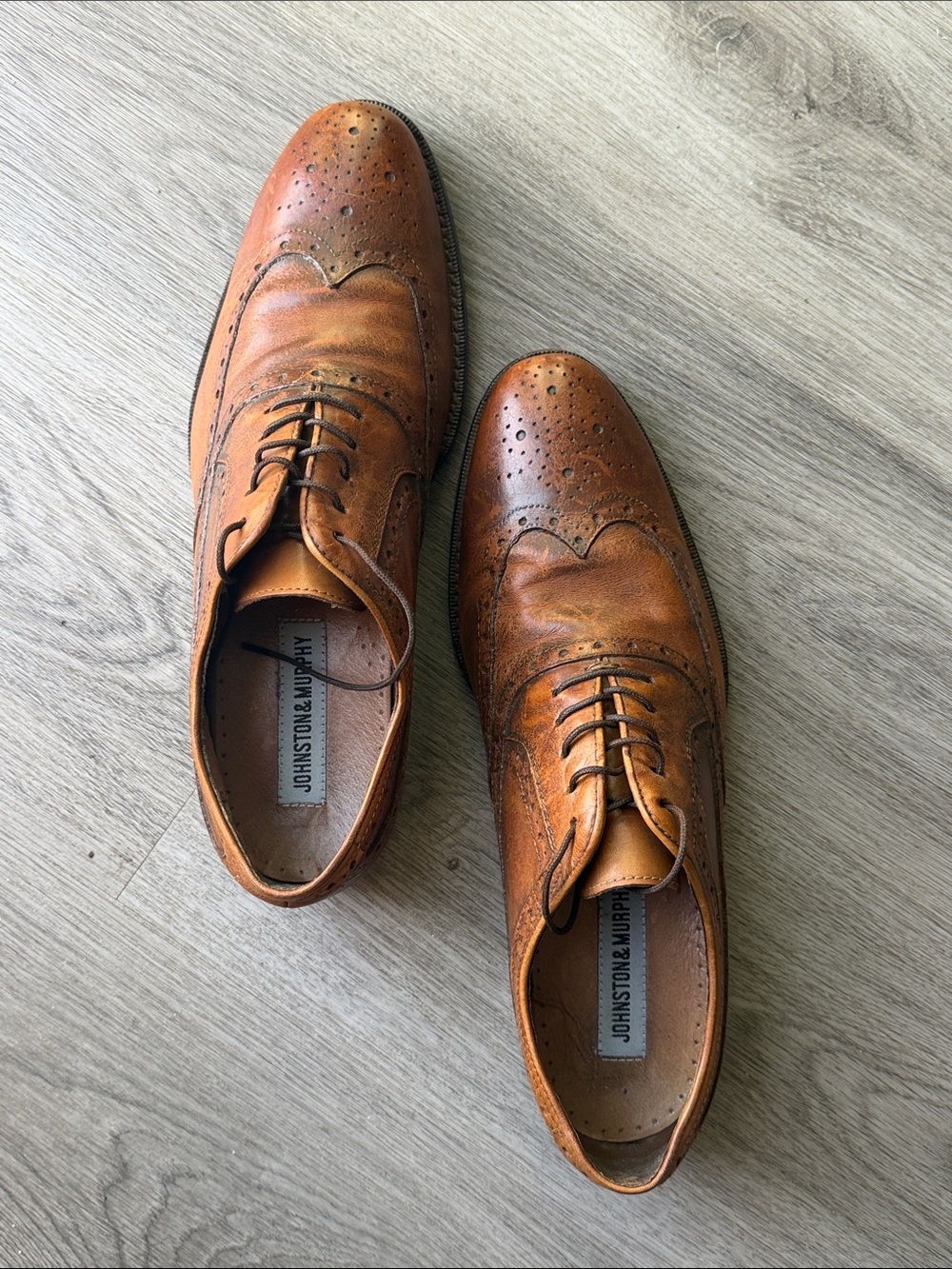 Johnston & Murphy Cognac Leather Brogue Oxfords
